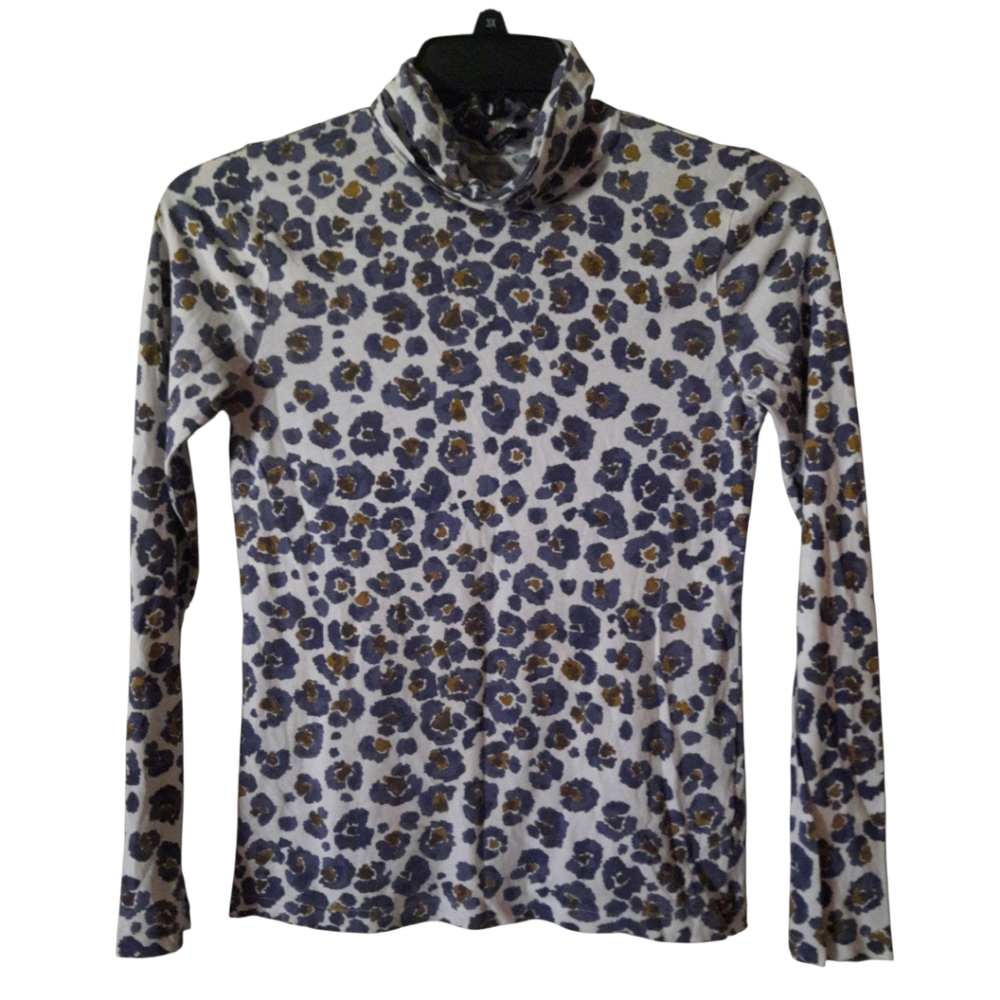 J Crew Animal Print Turtleneck Size Small - Picture 2 of 5